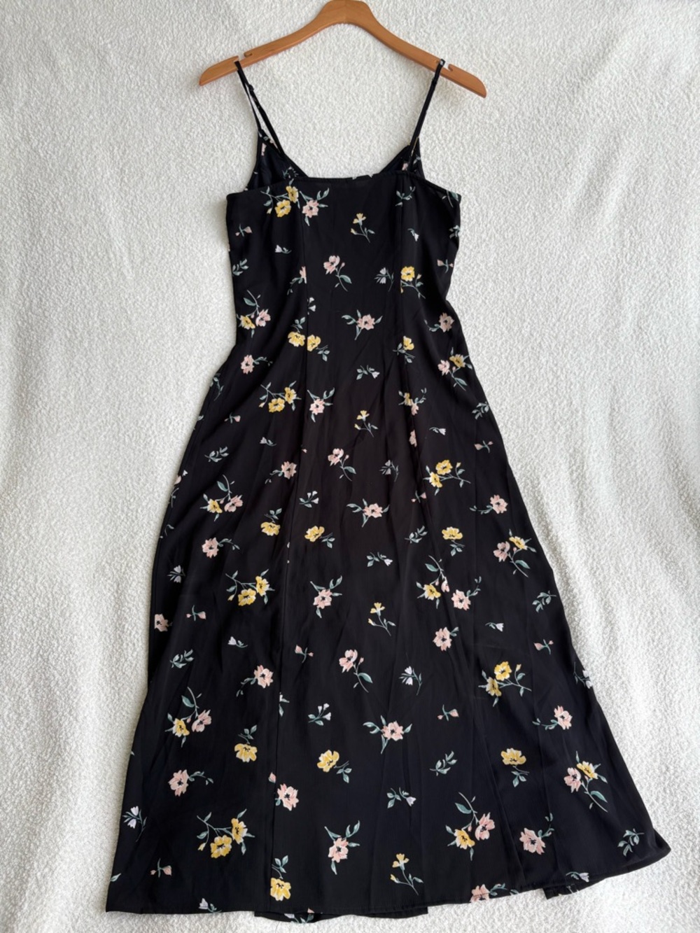 H&M Button Front Black Floral Midi Dress - Picture 5 of 9